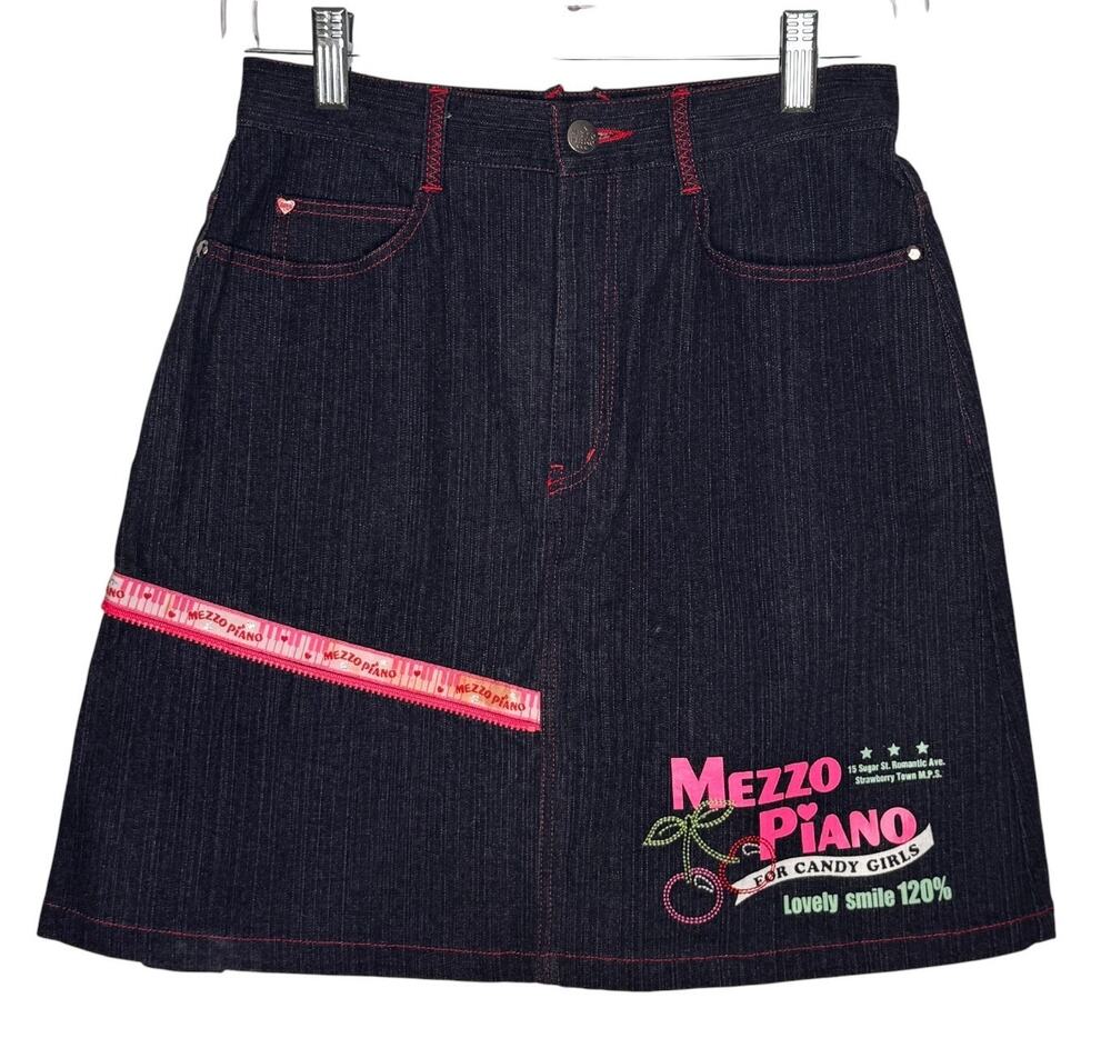 2000s Mezzo Piano Convertible Zip-Off Denim Mini Skirt Y2K Kawaii Women’s XS/S